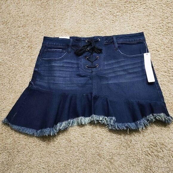Tinsel Town Denim Stretch Skirt -Q - Picture 1 of 3